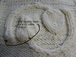 The half bauble start to a rib stitch