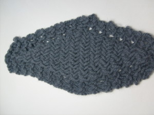 Miniature Herringbone swatch showing increases and decreases