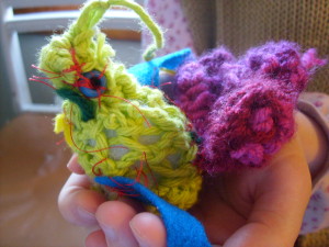 K's crocheted bird