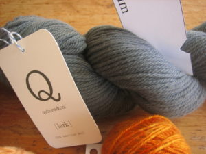 tucking a card into a skein