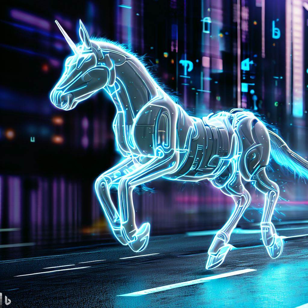 transparent technopunk unicorn copyright DALL*E