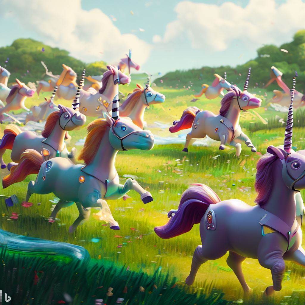 Happy herd of unicorns copyright DALL*E