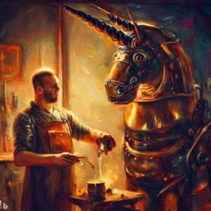 craftsman and mechanical unicorn copyright DALL*E