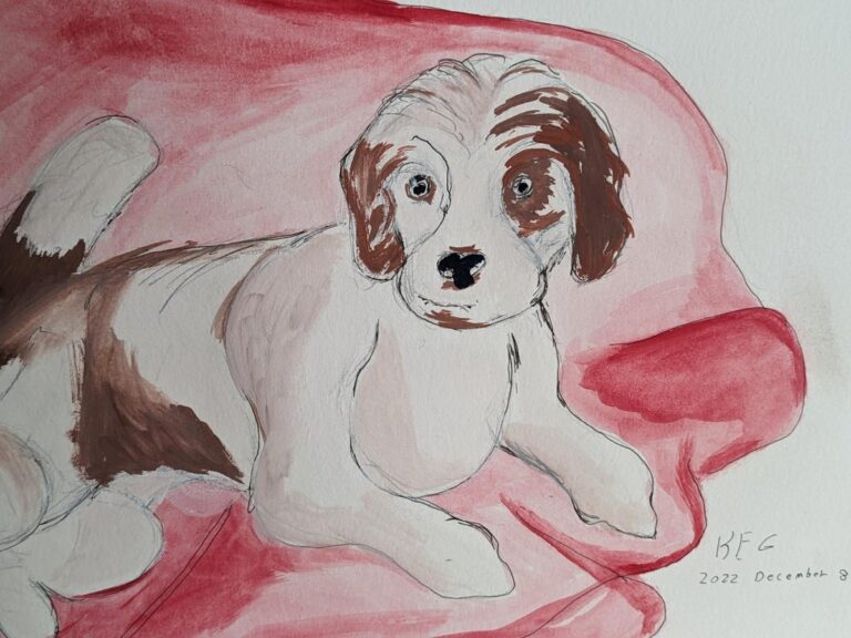 Painting of Susan's puppy by Kari Guest