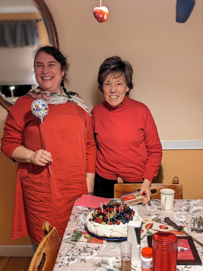 Christine with her birthday Pavlova and septer