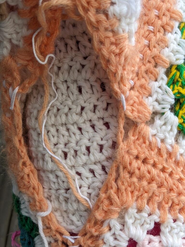 Measuring the underarm gusset with the swatch